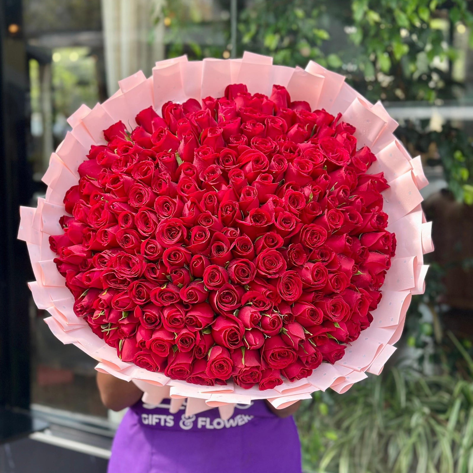 Fresh flower bouquet delivered same-day to a customer's doorstep in Nairobi