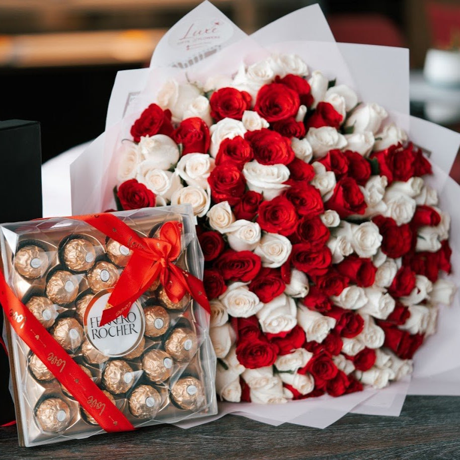 Forever Yours – 150 Red Roses & Ferrero Chocolates