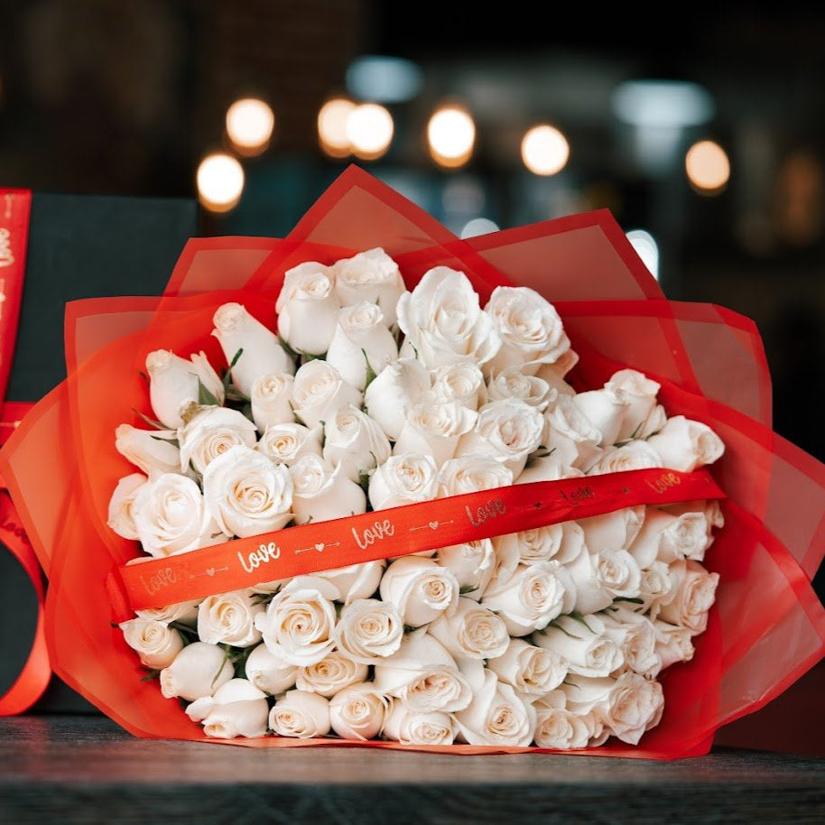 Elegant White Rose Bouquet