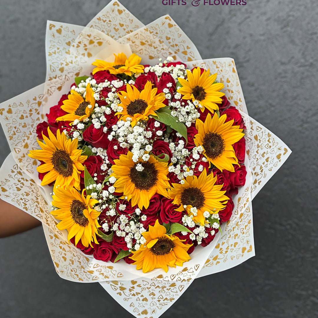 Sunflower Red Roses