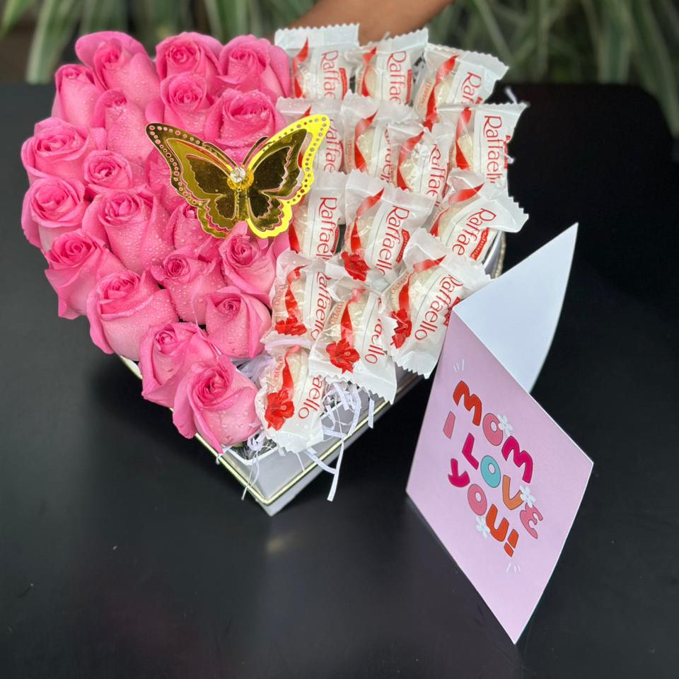 Half n Half Roses and Raffaello Chocolate