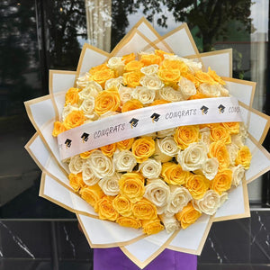 Graduation Yellow and White Roses