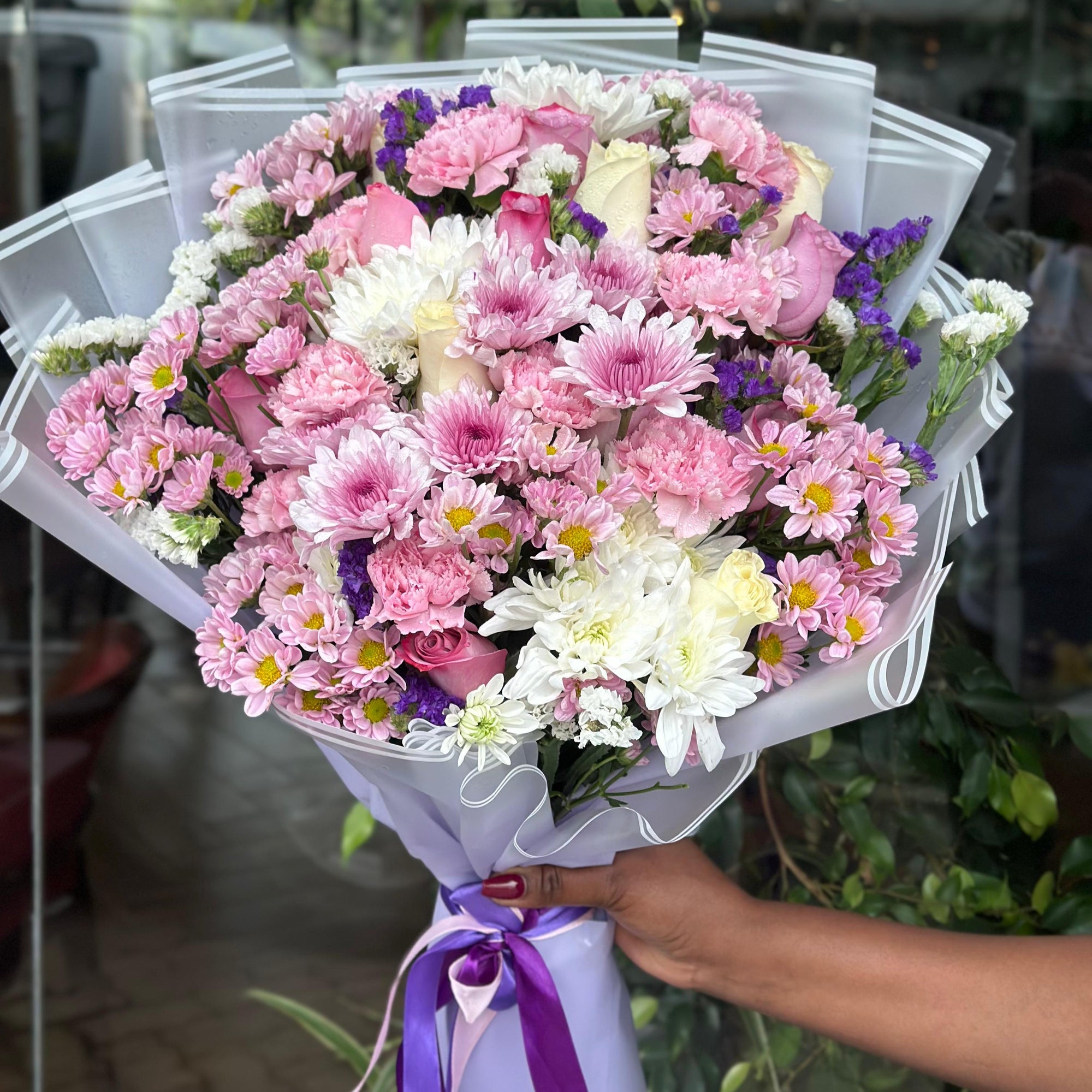 Purple Mums Elegance
