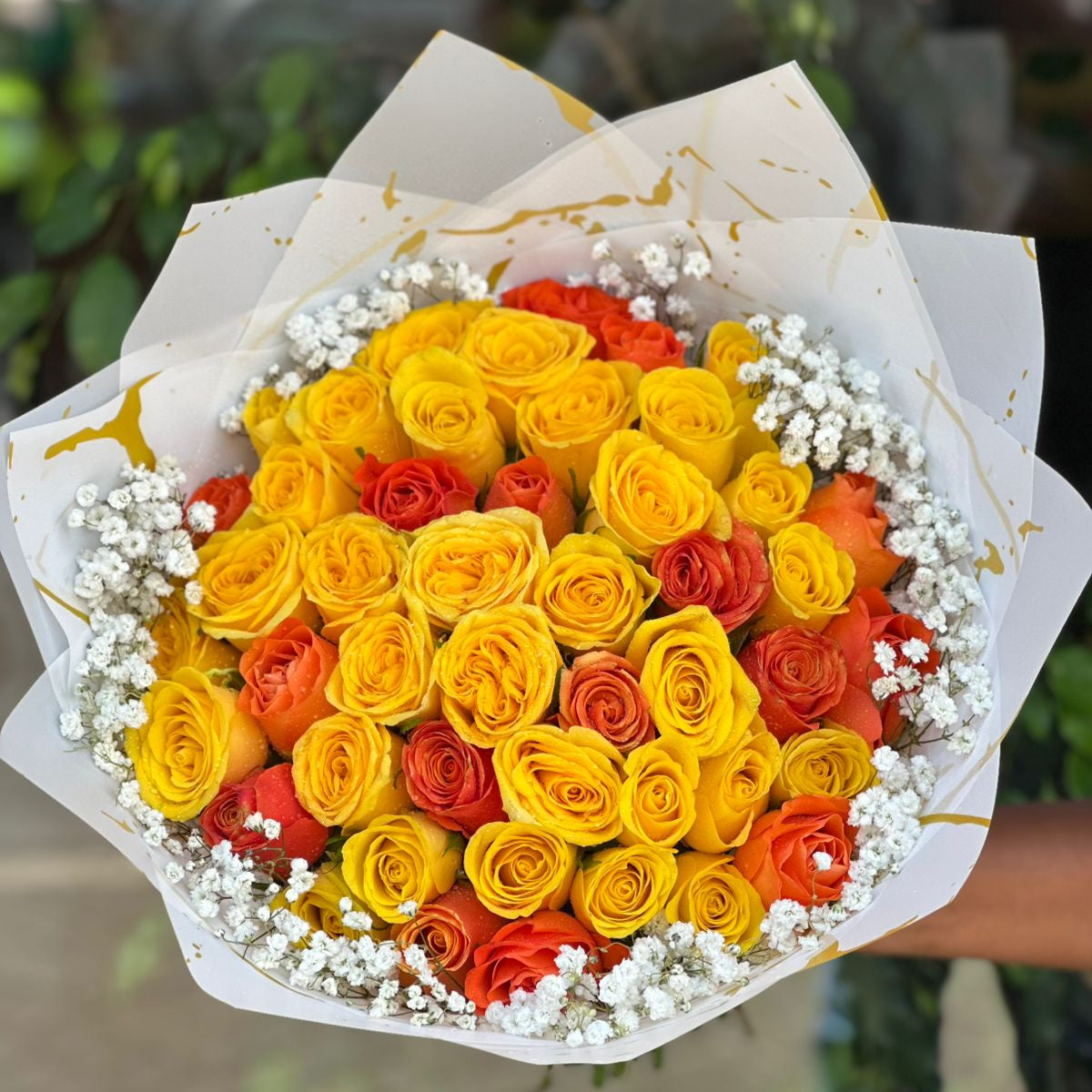 Charming Orange and Yellow Roses