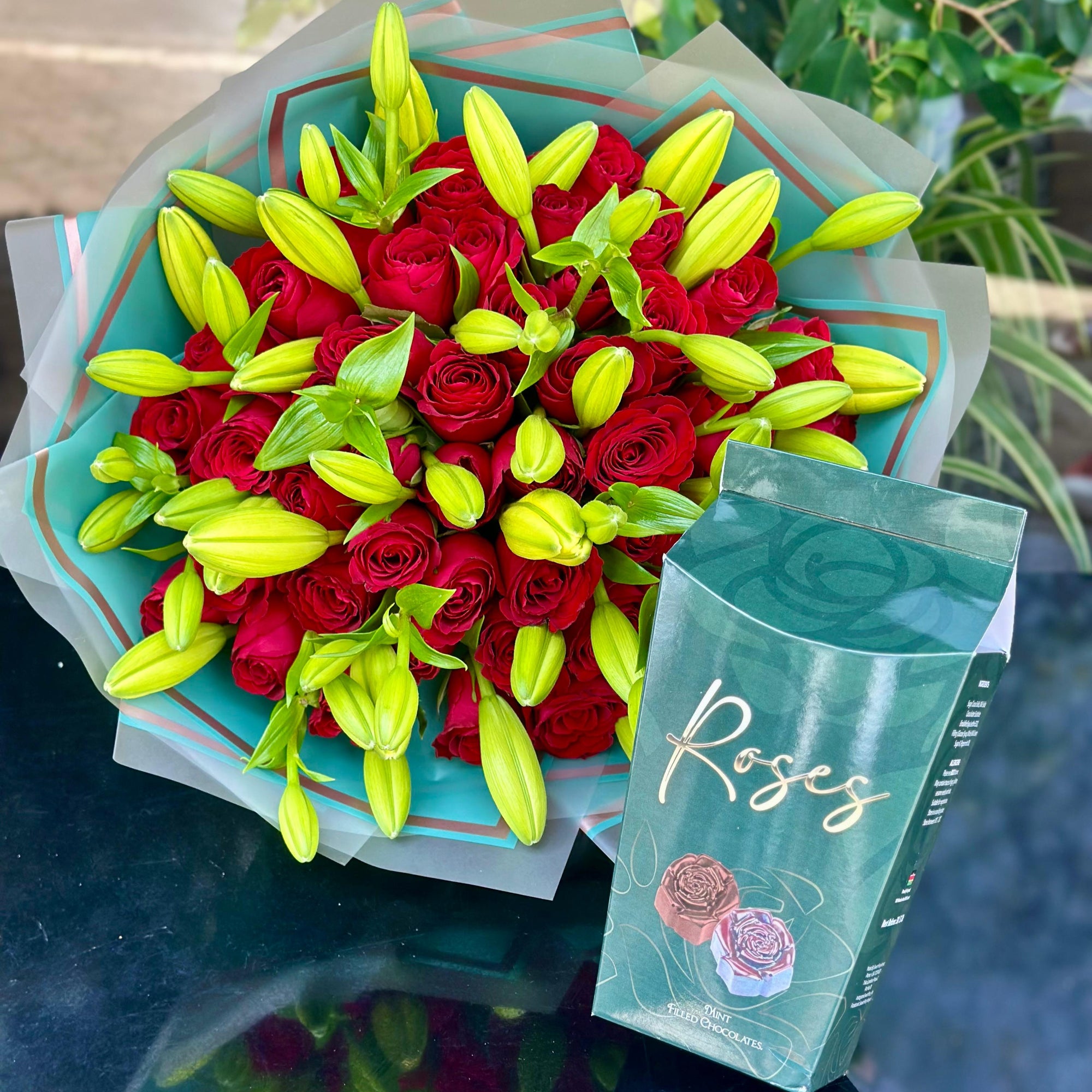 Roses Lillies Choco Duo