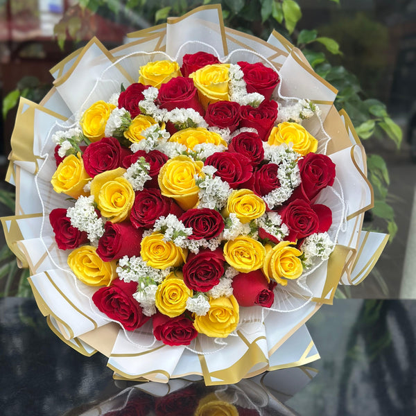 Sweet Red and Yellow Roses - luxeflowers.co.ke